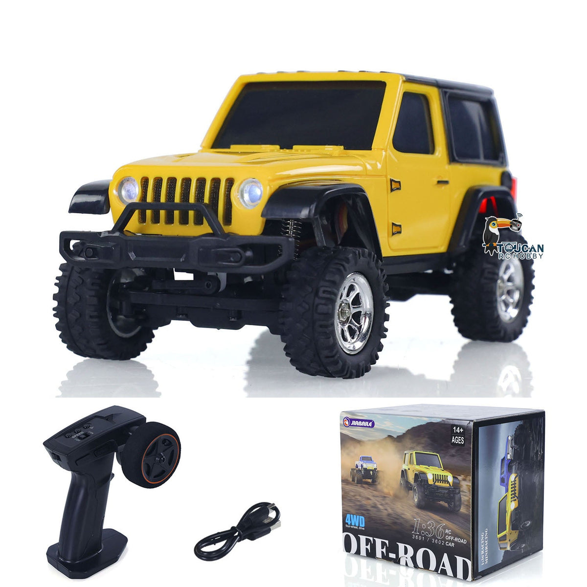 TOUCAN RC HOBBY JiaBaiLe 2.4G 1/36 Remote Control Rock Crawler RC Off Road Car 4*4 RTR Model Vehicle Light Battery Radio Mini for Children