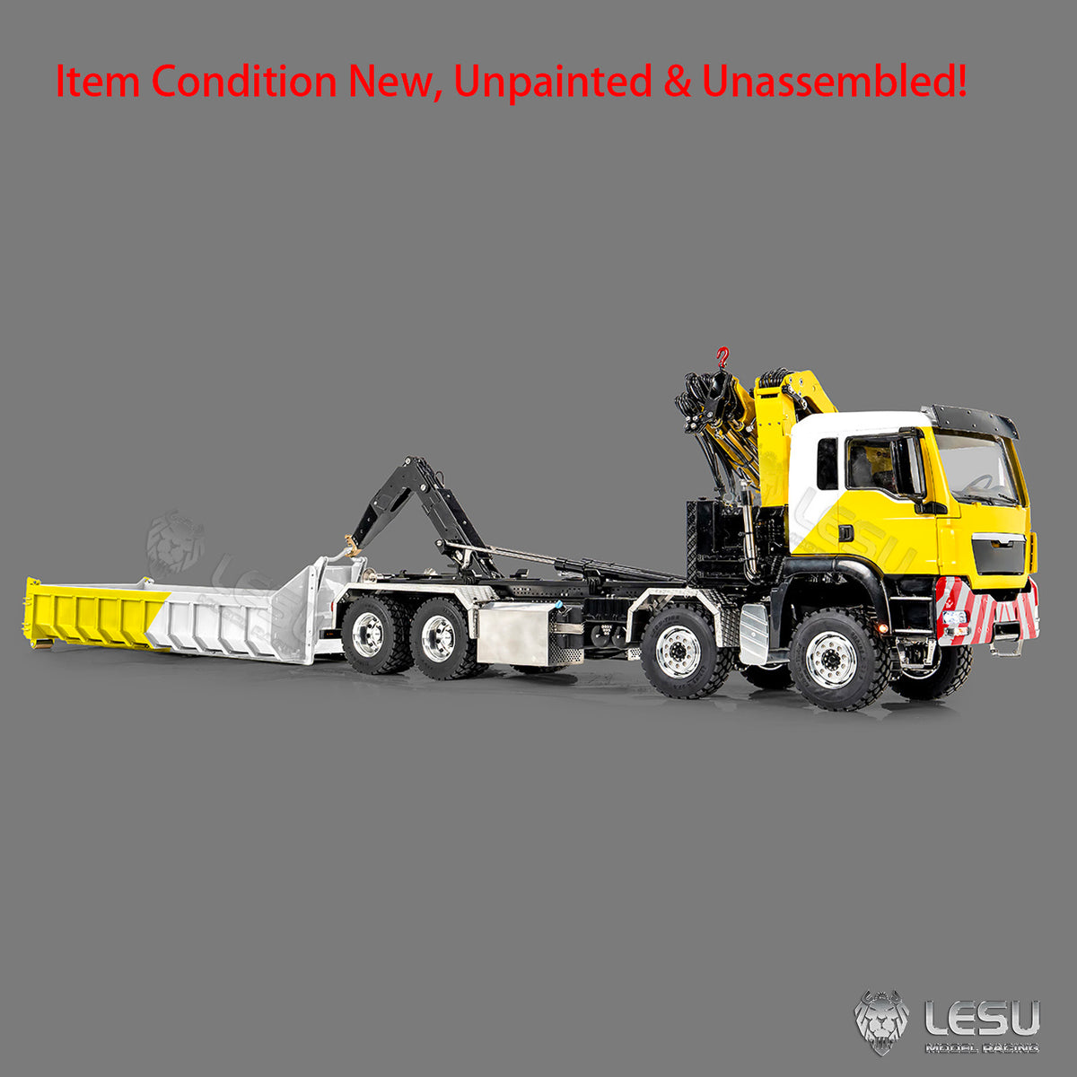 TOUCAN RC HOBBY LESU Z0124 1/14 8x8 Hydraulic Crane RC Roll Off Dump Truck with TGS Cabin Metal Chassis Telescopic Hook Lift 3 Speed Gearbox Light Sound System