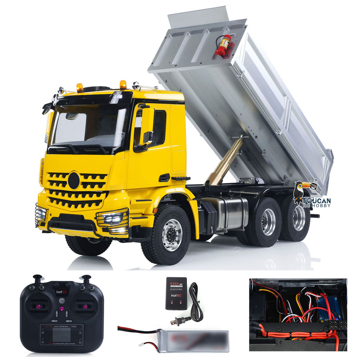 TOUCAN RC HOBBY MODO UK Stock RTR 1/14 RC Hydraulic Tipper 6X6 Metal Chassis 2Speed Model Car Remote Control Dumper Truck NO Lock Light Sound Radio Battery