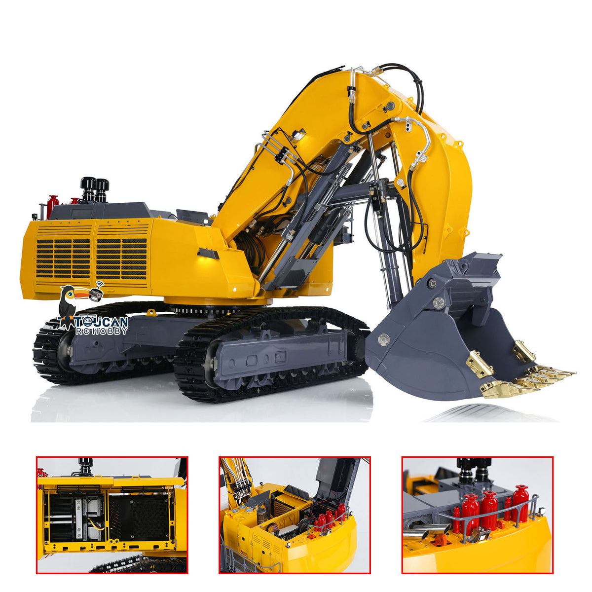 TOUCAN RC HOBBY LESU Aoue 9150 1/14 Metal RC Excavator B0010 PNP/RTR Dual Pump Hydraulic Digger 5CH Valve Lighting Electronic Display Lifting Ladder for Construction Hobby Collectors
