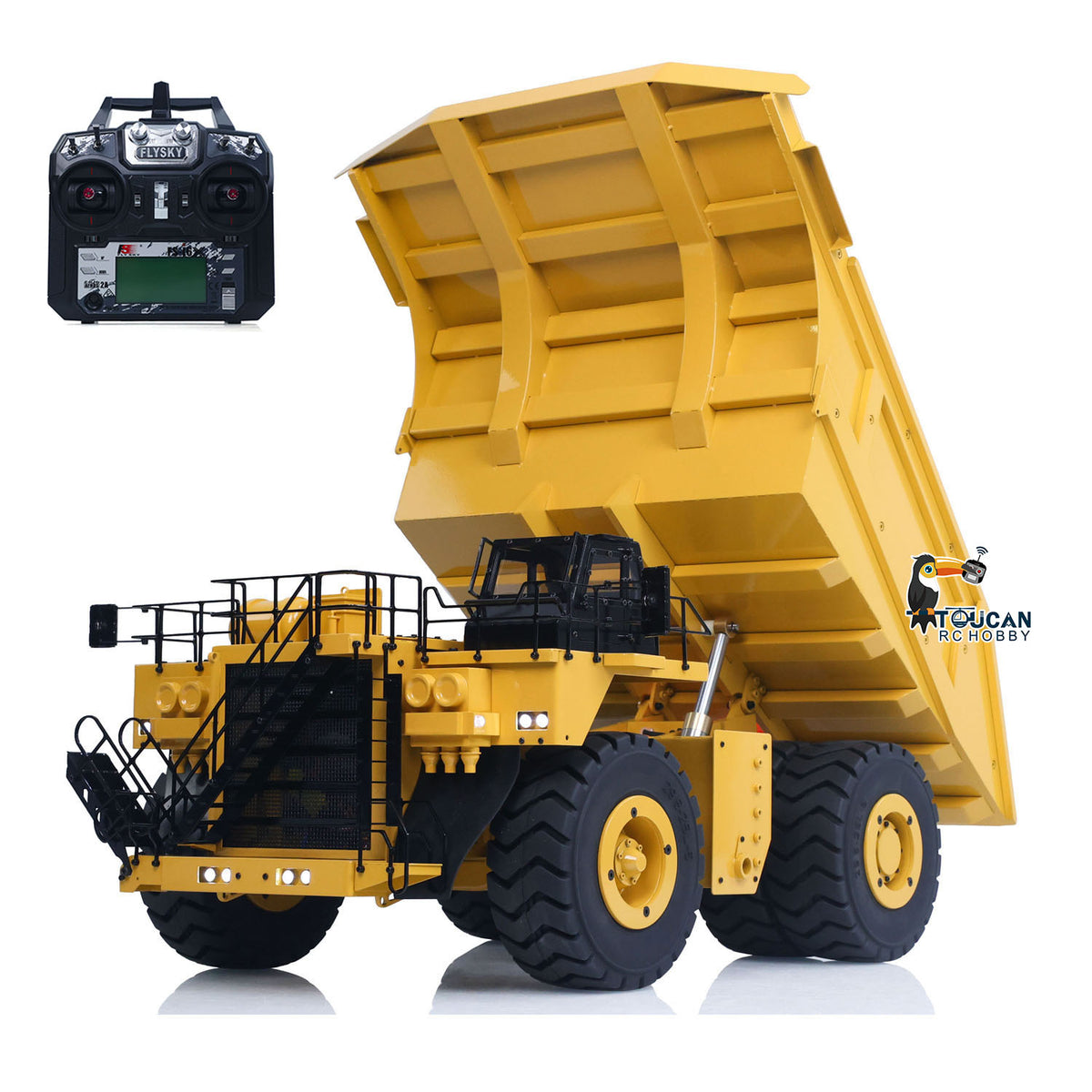 TOUCAN RC HOBBY 793D 1/20 Metal RC Hydraulic Mining Truck FS-i6X Radio Controller Spring Suspension Differential Rear Axle Light Warning Sound for Construction Model Collectors
