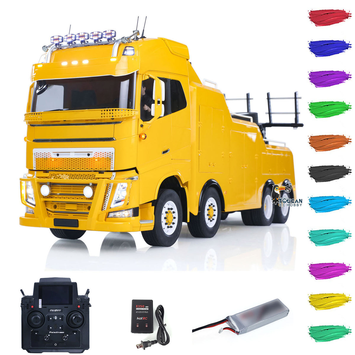 TOUCAN RC HOBBY  8X4 Metal 1/14 RC Road Rescue Truck RTR 2Speed Model Car Flysky Paladin PL18EV Lite Radio Battery Smoke Light Sound