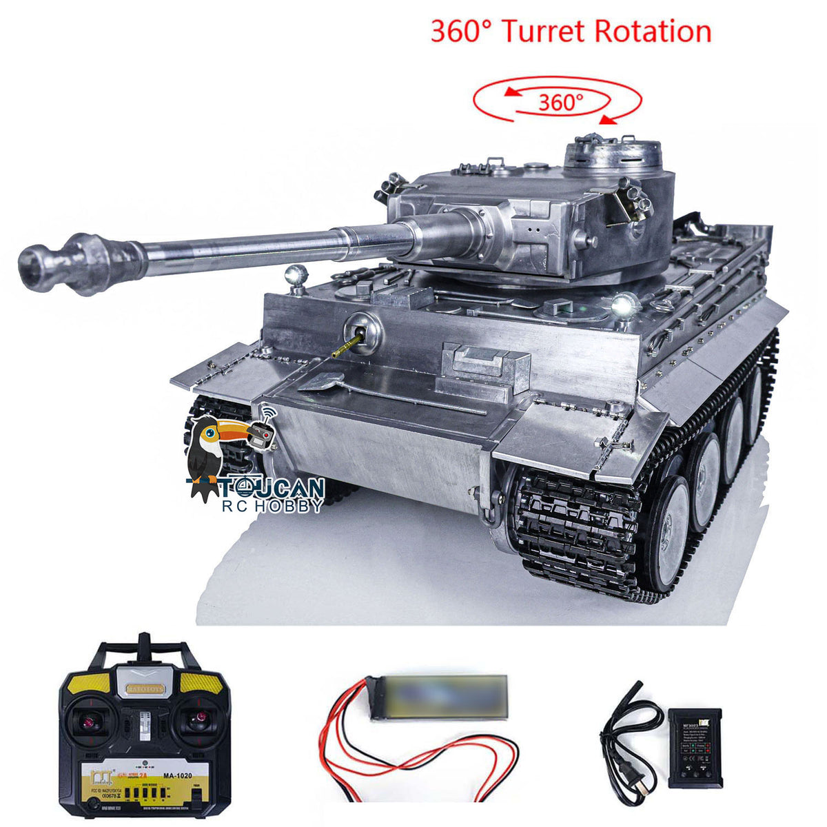 TOUCAN RC HOBBY Mato 1/16 Metall Deutscher Tiger I Infrarot-Version RTR ferngesteuerter Panzer 1220 RTR Empfänger Antriebs-Leitrad 360-Grad Batterie