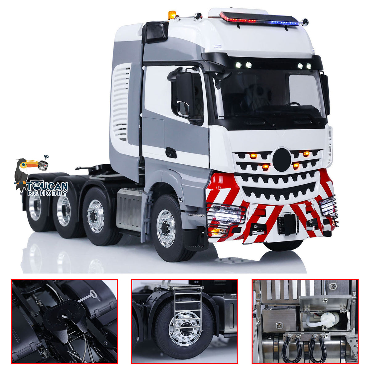 Camion tracteur RC 8x8 LESU en métal, châssis 1/14, voitures radiocommandées, unité de fumée et son, par TOUCAN RC HOBBY