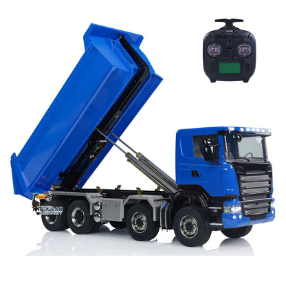 TOUCAN RC HOBBY LXY G88 1/14 Metal 8x8 RC Hydraulic Roll On Off Dump Truck PNP U-Shaped High Bucket 3 Speed Transmission Differential Lock Light Sound ST8 Controller for Construction Collectors