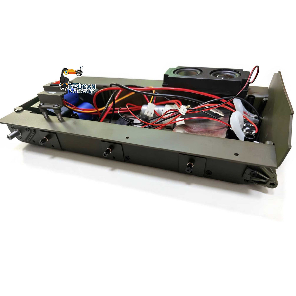 TOUCAN RC HOBBY Metal Chassis Smoke Unit Gearbox Power Blue Motor Speaker Switch for Heng Long 1/16 RC Battle Tank 3898 USA M4A3 Sherman Model
