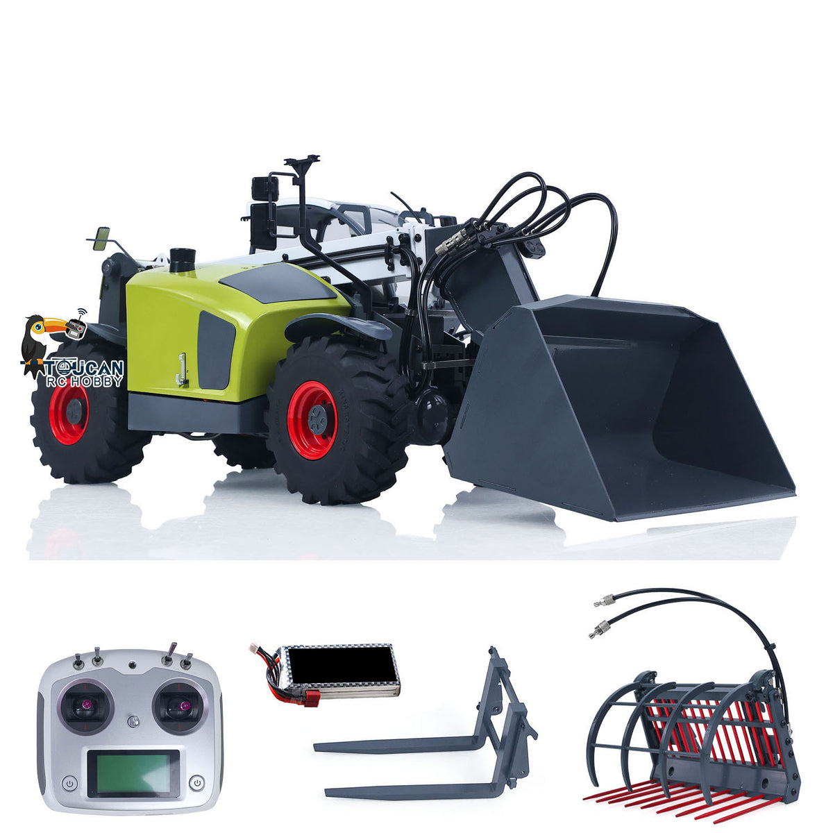JDM-128 1/14 Metal RC Forklift Multifunctional Telescopic Hydraulic Construction Vehicles