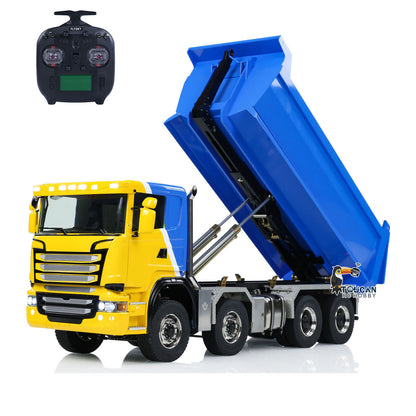 TOUCAN RC HOBBY LXY G88 1/14 Metal 8x8 RC Hydraulic Roll On Off Dump Truck PNP U-Shaped High Bucket 3 Speed Transmission Differential Lock Light Sound ST8 Controller for Construction Collectors