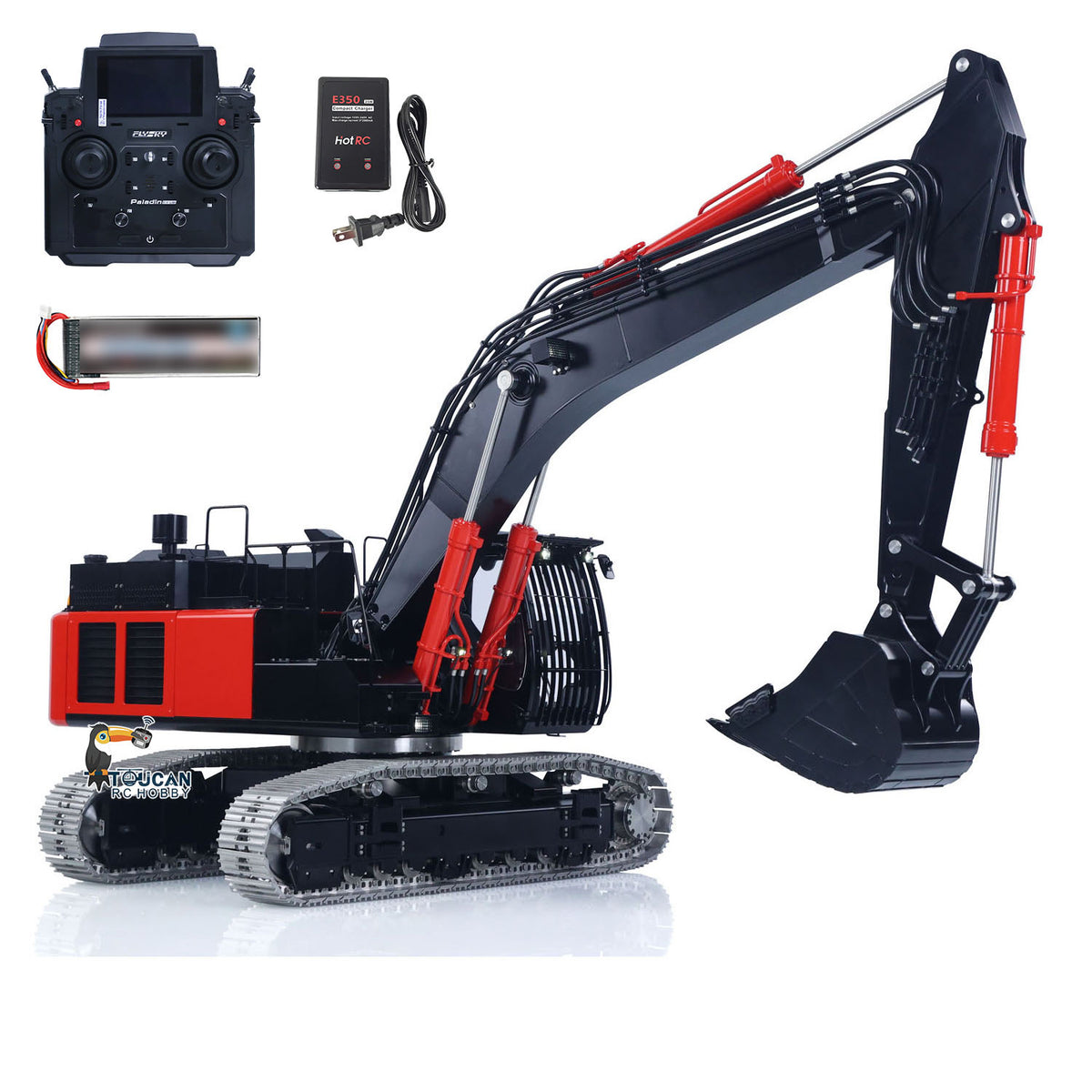 TOUCAN RC HOBBY LESU Aoue ZX490 1/14 Metal RC Hydraulic Excavator B0026 6-Channel Directional Valve 360 Degrees Continuous Rotation High-torque Drive Wheels Lighting System