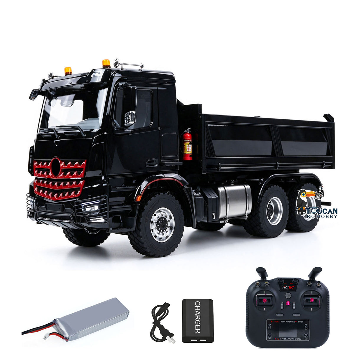 TOUCAN RC HOBBY MODO 6X6 Metal Chassis 3348 RC Hydraulic Dumper 1/14 Radio Controlled Tipper NO Lock Light Sound Radio Battery Construction Truck RTR