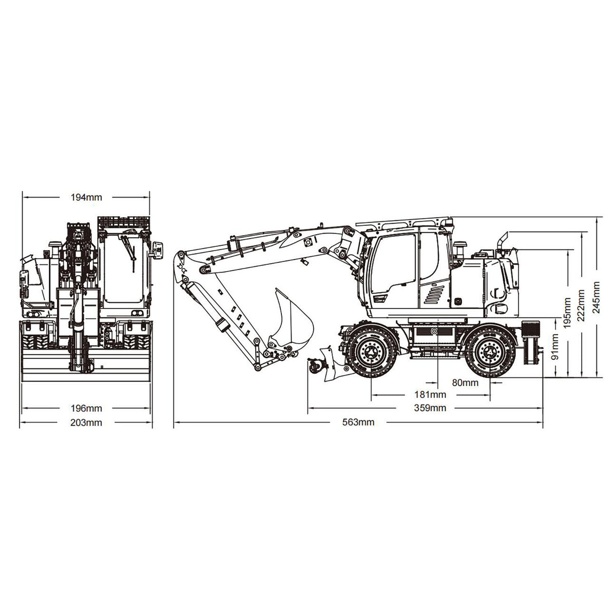 TOUCAN RC HOBBY US Stock CUT RC Hobby 1/14 RC Hydraulic Wheeled Excavator LR914 -3Arms 8CH Valve Metal RTR