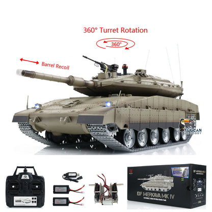 TOUCAN RC HOBBY Heng Long 1/16 RC Tank IDF Merkava MK IV 3958 Remote Control Battle Tank Metal Wheels Tracks Gearbox 360??Turret Smoke 2 Battery