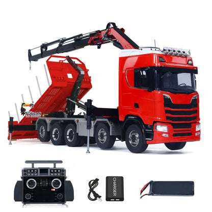 TOUCAN RC HOBBY LXY 10x10 Metal 1/14 RC Hydraulic Flatbed Timber Construction Vehicle 770S Car Model 5-Axles Remote Control Crane Dumper Truck