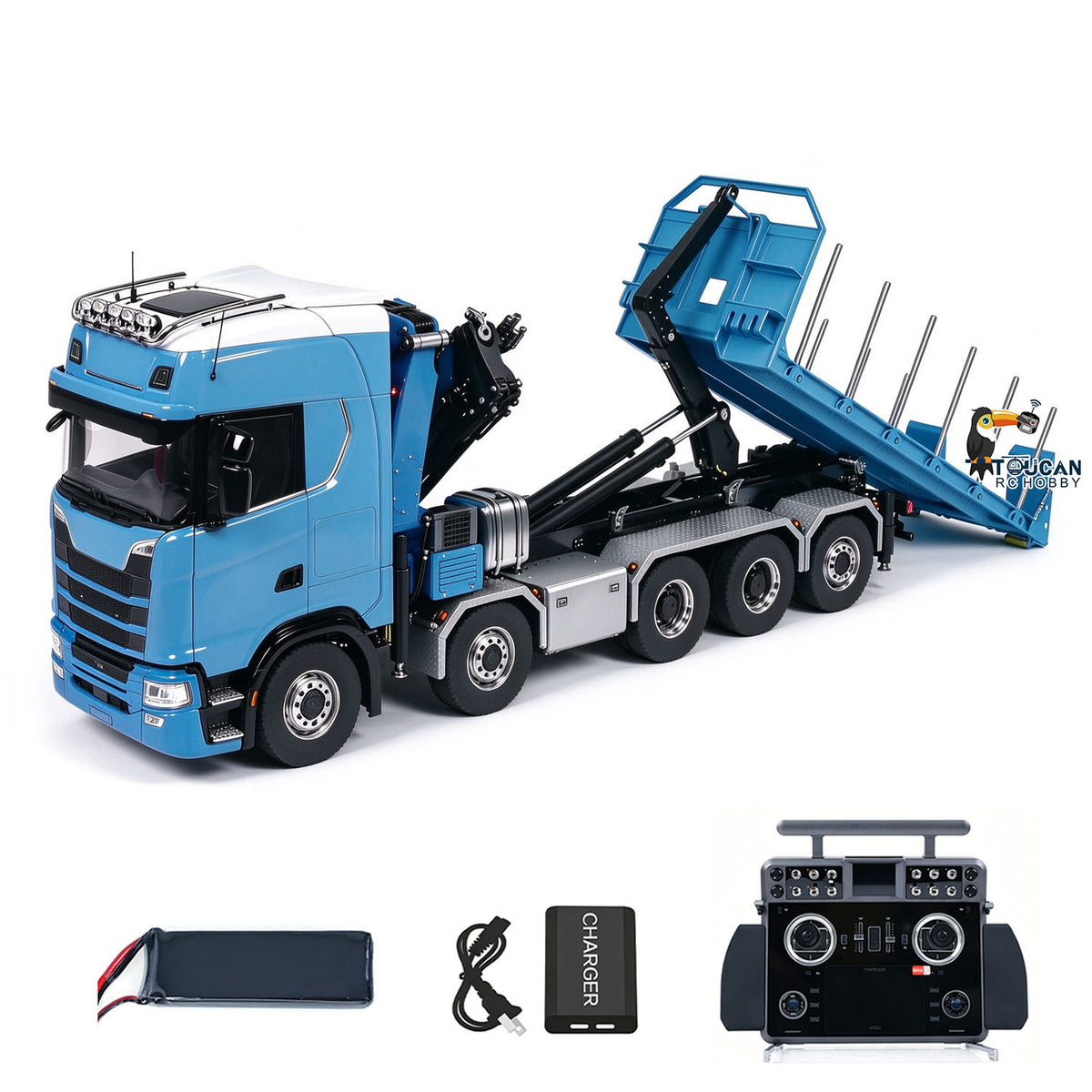 TOUCAN RC HOBBY LXY 10x10 Metal 1/14 RC Hydraulic Flatbed Timber Construction Vehicle 770S Car Model 5-Axles Remote Control Crane Dumper Truck