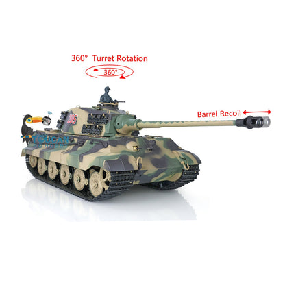TOUCAN RC HOBBY Heng Long 1/16 TK7.0 Plastic 3888A German King Tiger RRT RC Tank with 360 Degrees Turret Sound Light Smoke BB Infrared Combat