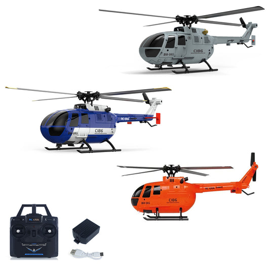 TOUCAN RC HOBBY Plastic RCERA 1/48 4CH Remote Control Helicopter C186 Gyroscope One Key Takeoff Barometer Battery Model Aircraft for Adult