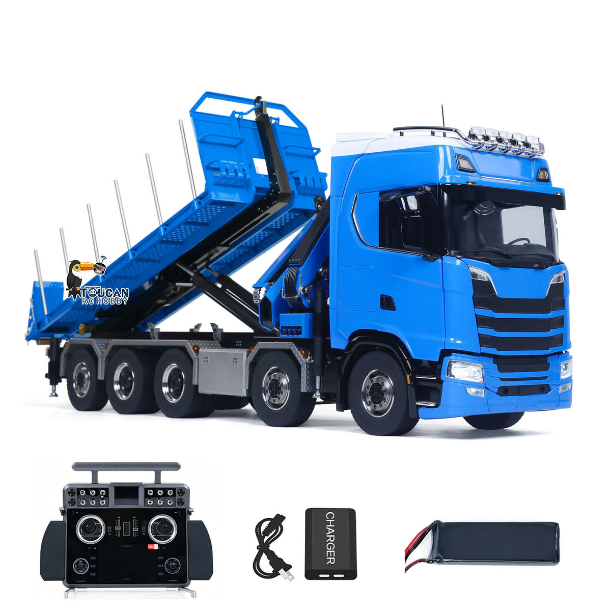 TOUCAN RC HOBBY LXY 10x10 Metal 1/14 RC Hydraulic Flatbed Timber Construction Vehicle 770S Car Model 5-Axles Remote Control Crane Dumper Truck