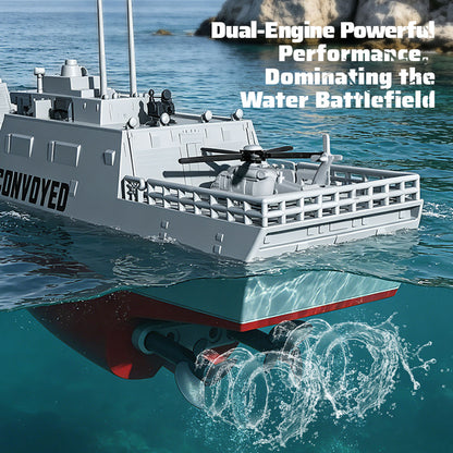 TOUCAN RC HOBBY JJRC S28 RC Warship Boat with Water Spray 2 Speeds Dual Motor Remote Control Ship Model for Pool Lake Water Play