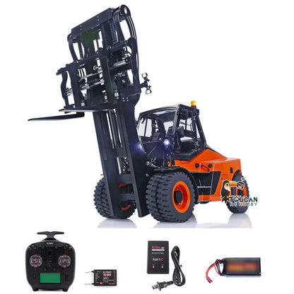 TOUCAN RC HOBBY LESU AOUE LD160S 1/14 Metal Hydraulic RC Forklift FlySky ST8 Remote Controller Towing Hook 6 Ways Reversing Valve Sound Light System Rear Steering Axle