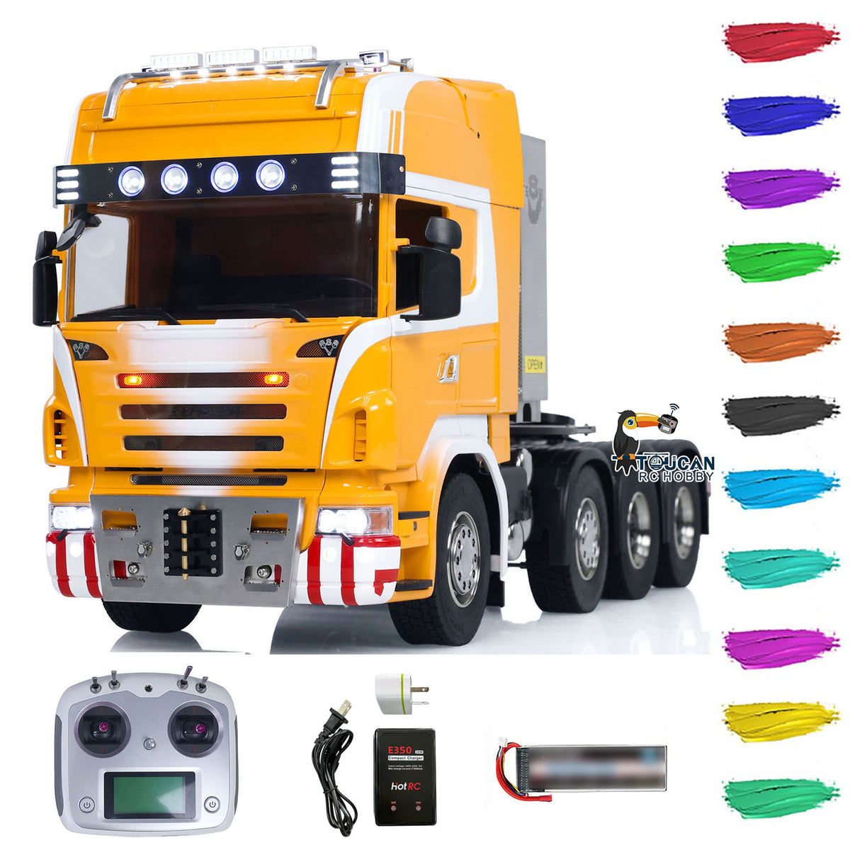 TOUCAN RC HOBBY ScaleClub 1/14 8x8 RC Tractor Truck RTR R620 Metal Remote Control Cars 3-Speed Transmission Assembled and Painted ESC Servos