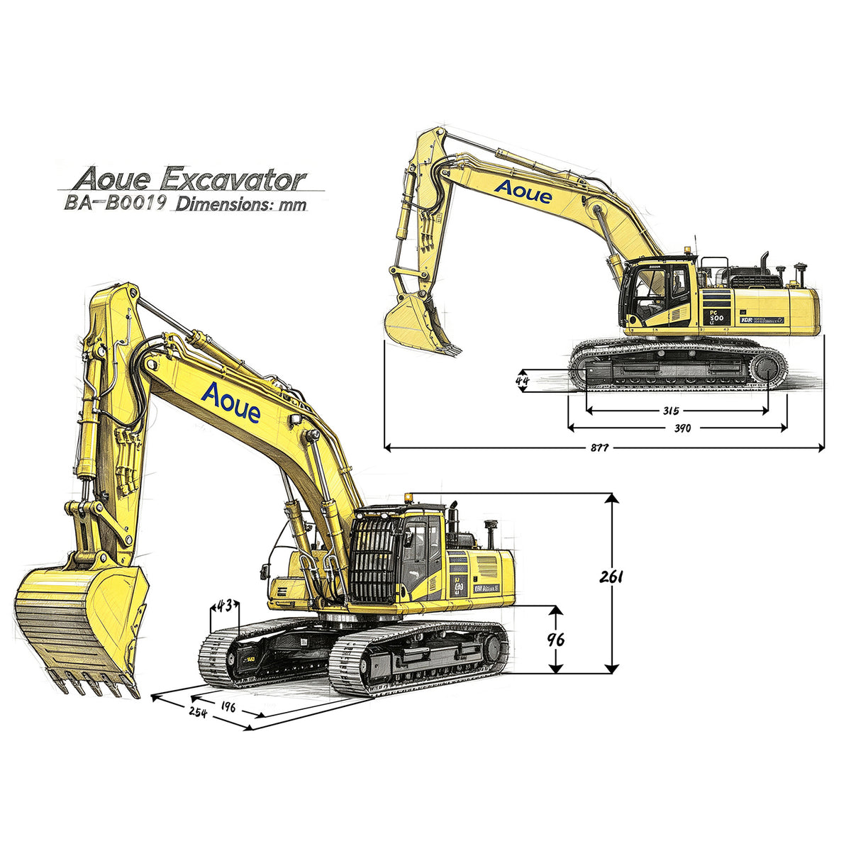 LESU 1/14 Hydraulic RC Excavator Aoue PC500 B0019 - Metal Track RTR PNP