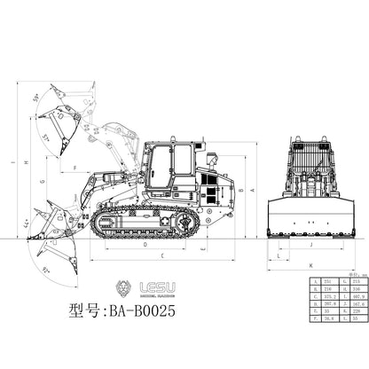 TOUCAN RC HOBBY LESU 1/14 973K Hydraulic RC Tracked Loader Metal Remote Control Car Construction Vehicle Simulation Model Kits/PNP/RTR