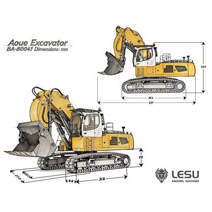 TOUCAN RC HOBBY LESU LR956 1/14 Metal RC Hydraulic Front Shovel Digger B0041 Dual Pump Excavator with Brushless Motor Light System for Outdoor Fun