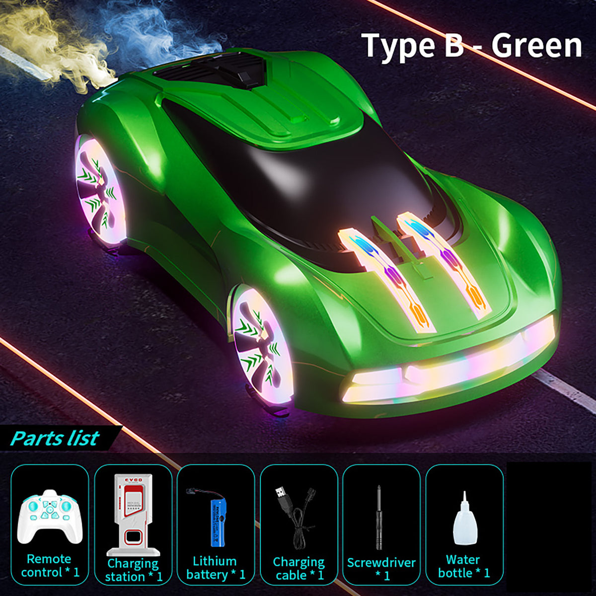 TOUCAN RC HOBBY JJRC 1:18 RC Racing Drift Car Wireless Control 4*4 New Energy Concept Car Model 360 Rotation Stunt Vehicle LED Lights Music Spray RTR
