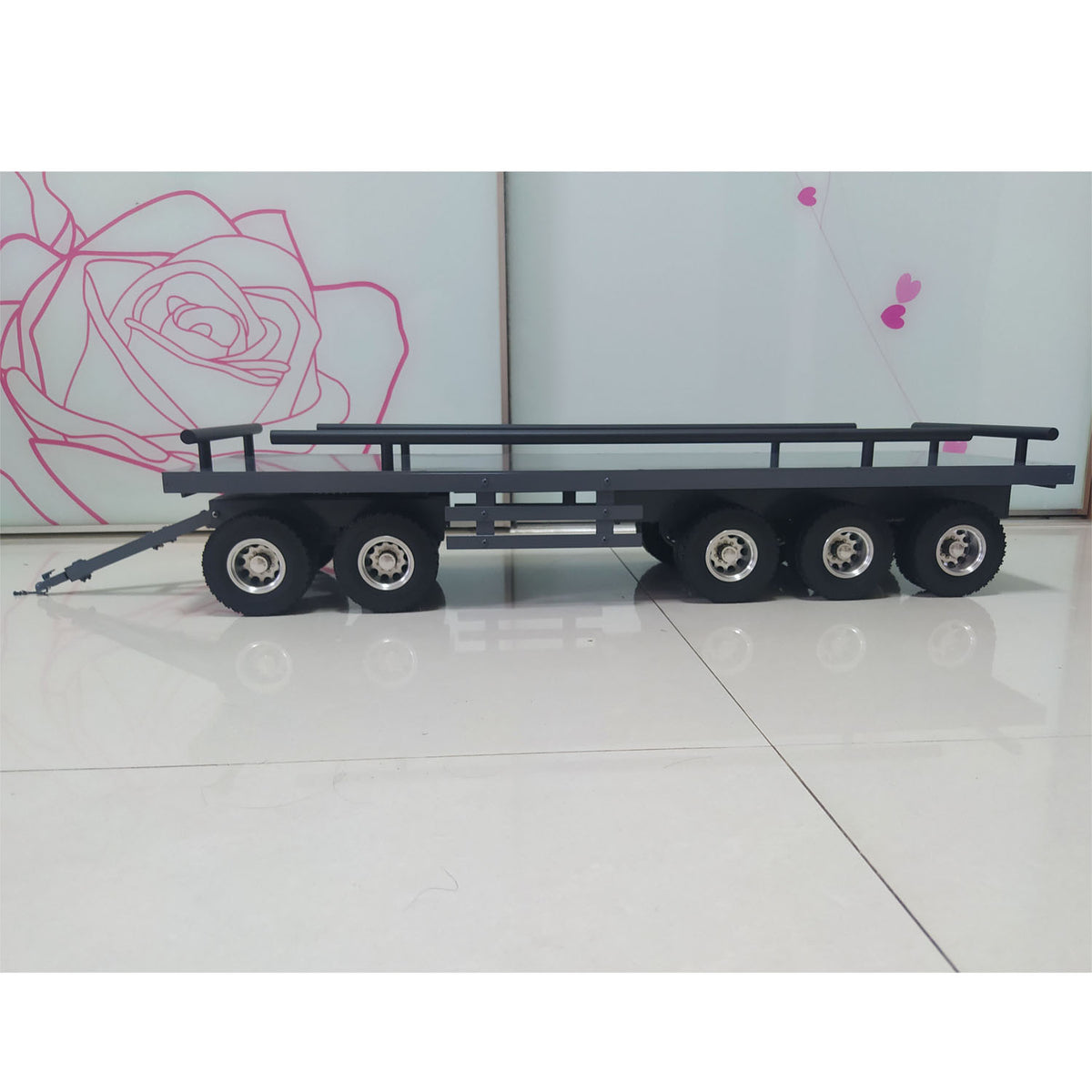 TOUCAN RC HOBBY Metal 5 Axles Trailer for 1/14 RC Hydraulic Dump Radio Controlled Truck Tractor Eletric Car Simulation Hobby Model