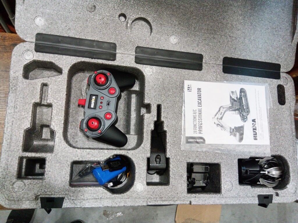 TOUCAN RC HOBBY Schneller kostenloser Versand Gebraucht US-Lagerbestand HUINA 1594 1/14 Metall RC Bagger Modell mit Greifer Bohrer 2.4G 28CH Funkfernsteuerung Licht Sound