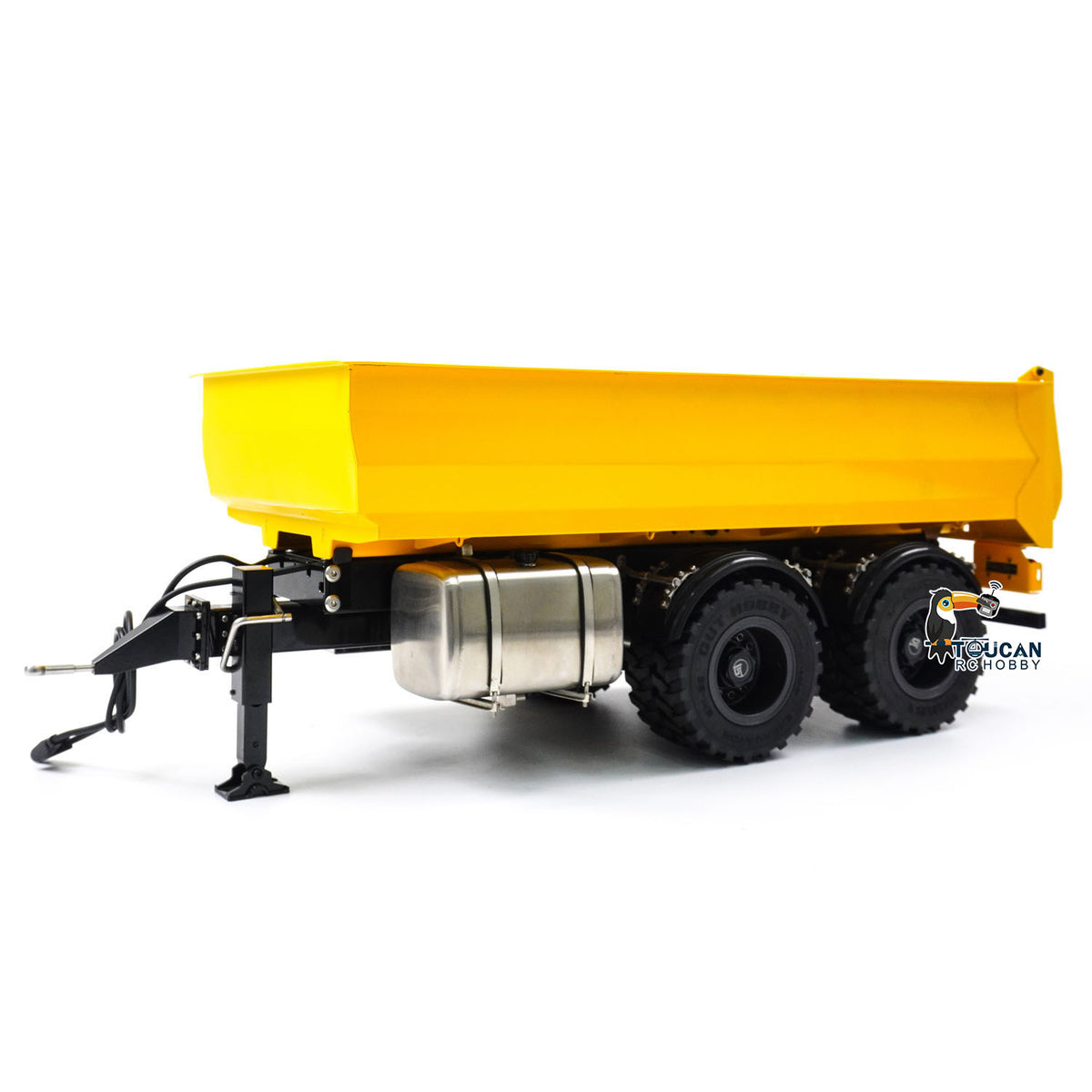 TOUCAN RC HOBBY CUT RC Hobby 1/14 Metal 2-Axle RC Hydraulic Dump Trailer Air Suspension Light Manual Support Leg for LR914 PRO Remote Control Wheeled Excavator Digger Model