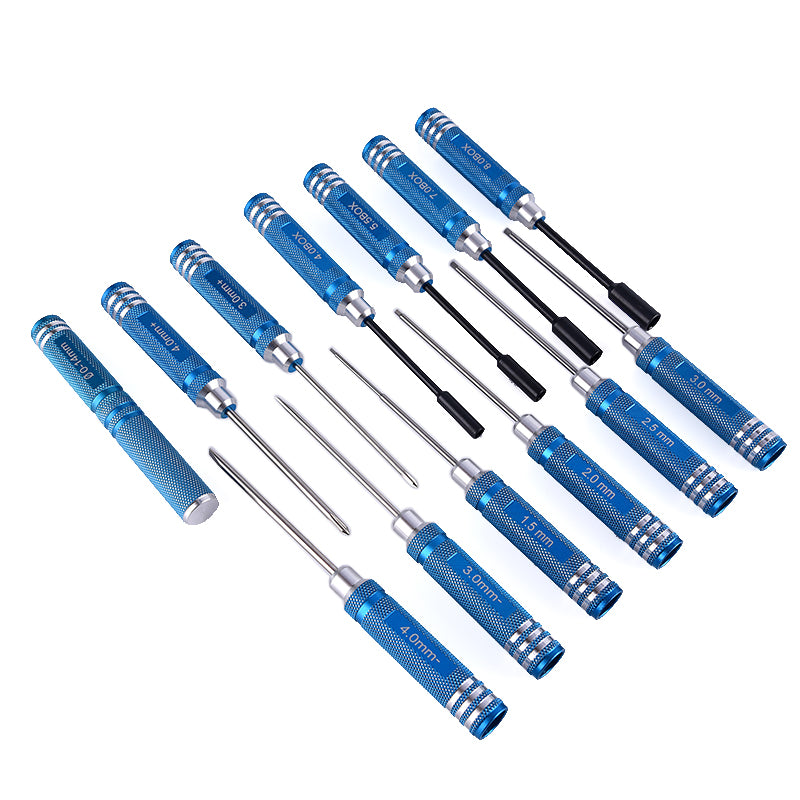 TOUCAN RC HOBBY YZWJ Kit d'outils : tournevis hexagonal, alésoir, pinces, règle, ciseaux, tournevis plat et cruciforme pour drone RC, bateau, voiture radiocommandée et modélisme DIY