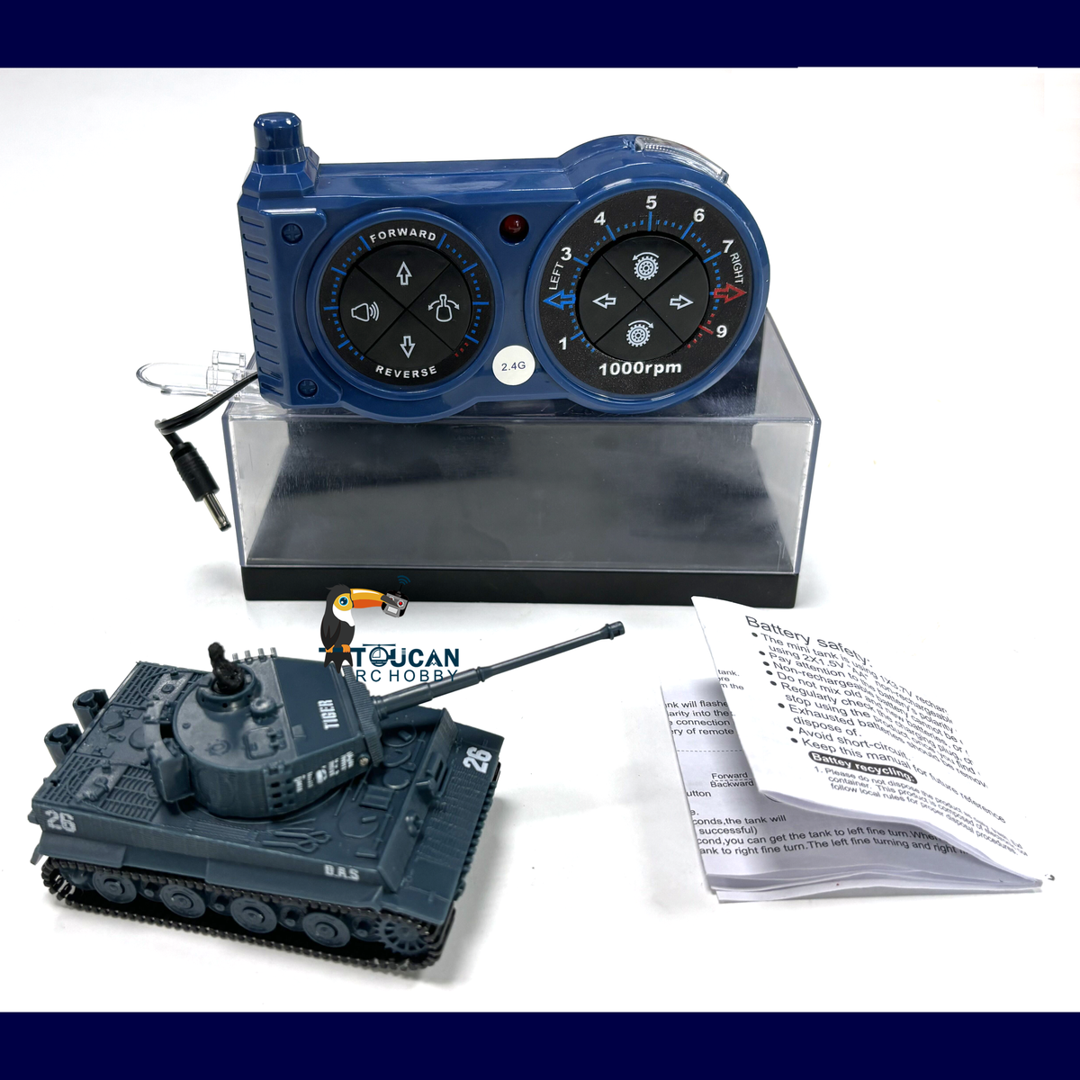 TOUCAN RC HOBBY HT Model 1/72 Scale RC Tank German Tiger Battle Remote Controlled Panzer Turret 360 Rotation RTR Mini Sound 12*5.5*5.5CM