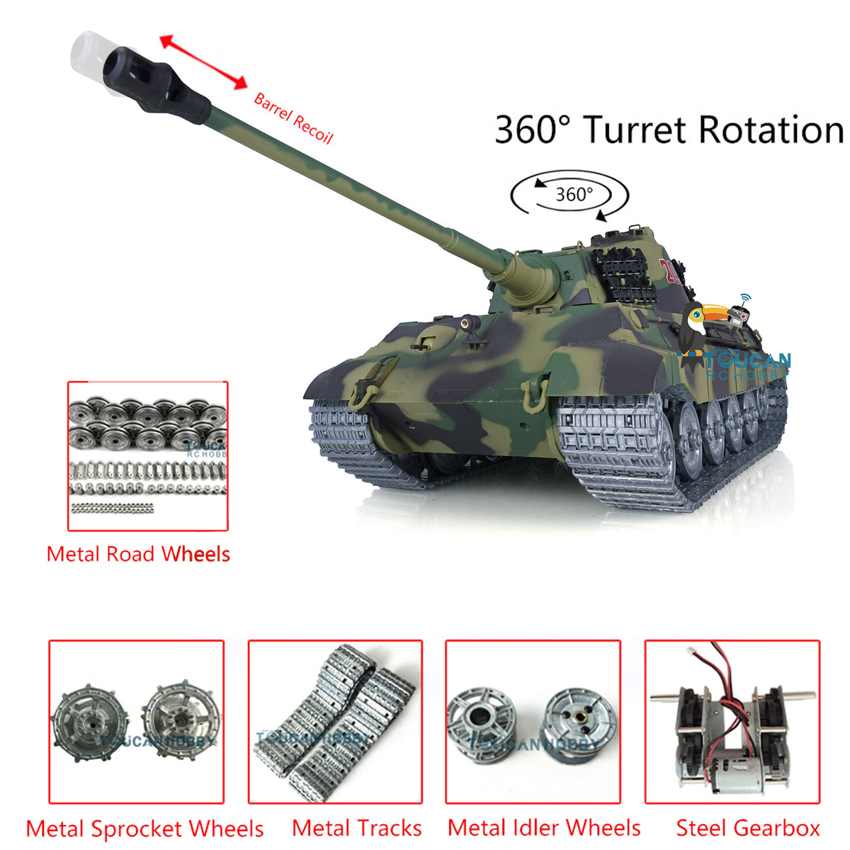 1/16 Metal Henglong RC Tank King Tiger 3888A