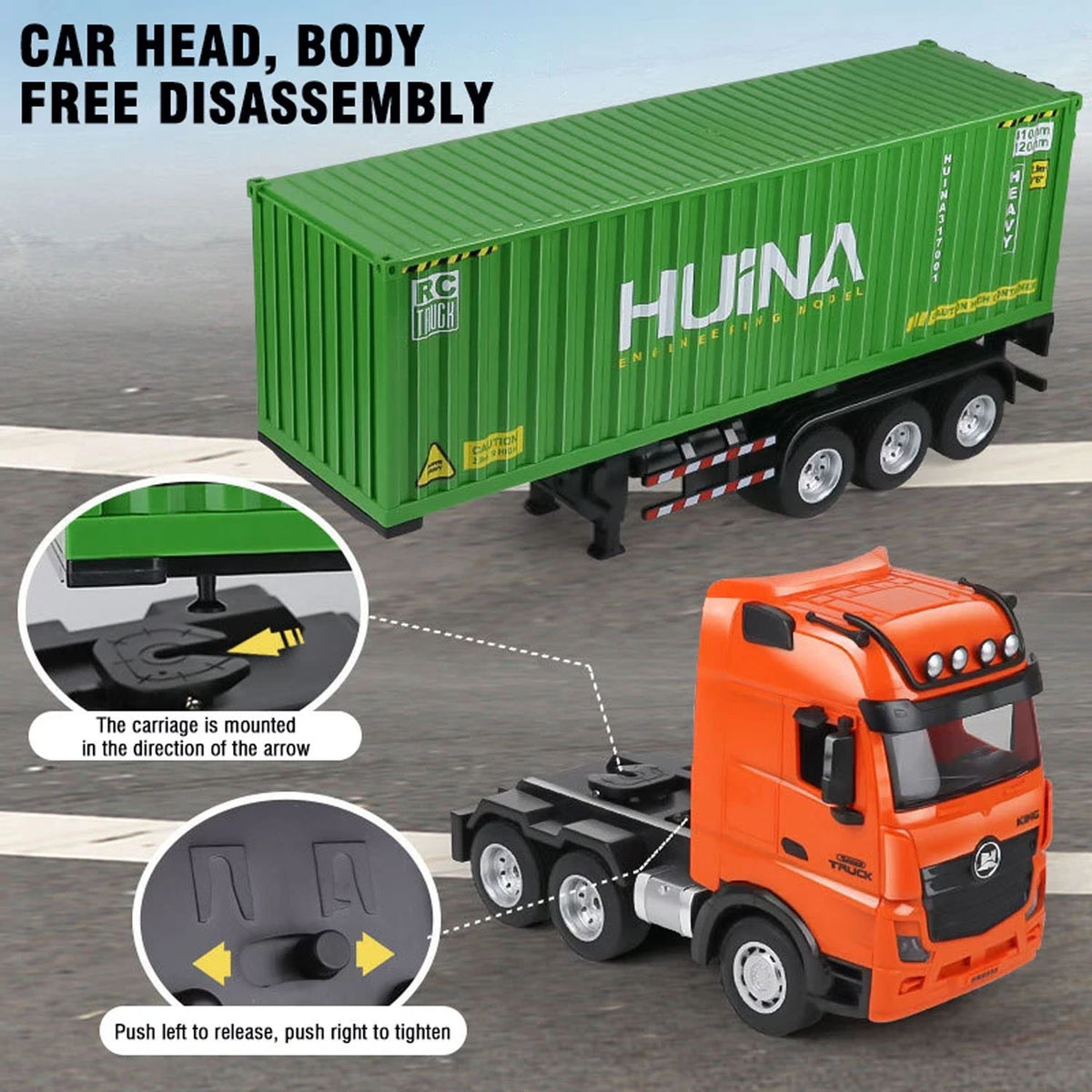 TOUCAN RC HOBBY Huina 1317 1/18 RC Tractor Car Container Trailer Truck 9CH Remote Control Cars Assembled and Painted 58*11*19cm