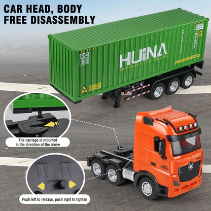 TOUCAN RC HOBBY Huina 1317 1/18 RC Tractor Car Container Trailer Truck 9CH Remote Control Cars Assembled and Painted 58*11*19cm
