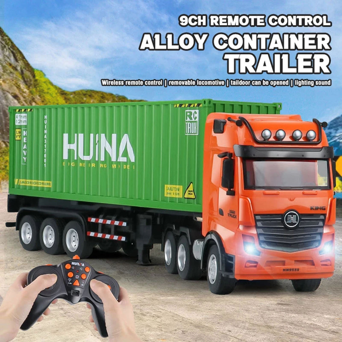 TOUCAN RC HOBBY Huina 1317 1/18 RC Tractor Car Container Trailer Truck 9CH Remote Control Cars Assembled and Painted 58*11*19cm