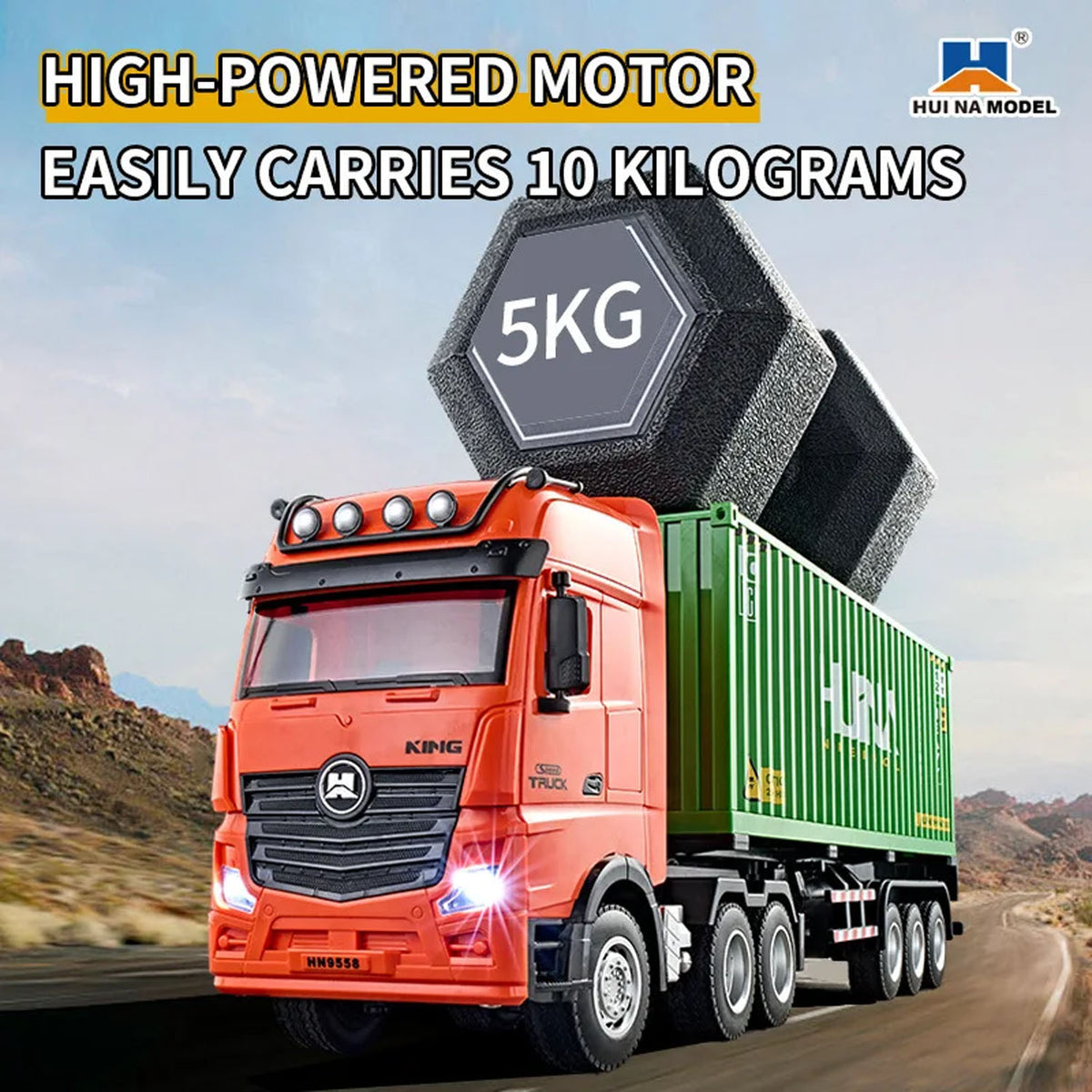TOUCAN RC HOBBY Huina 1317 1/18 RC Tractor Car Container Trailer Truck 9CH Remote Control Cars Assembled and Painted 58*11*19cm