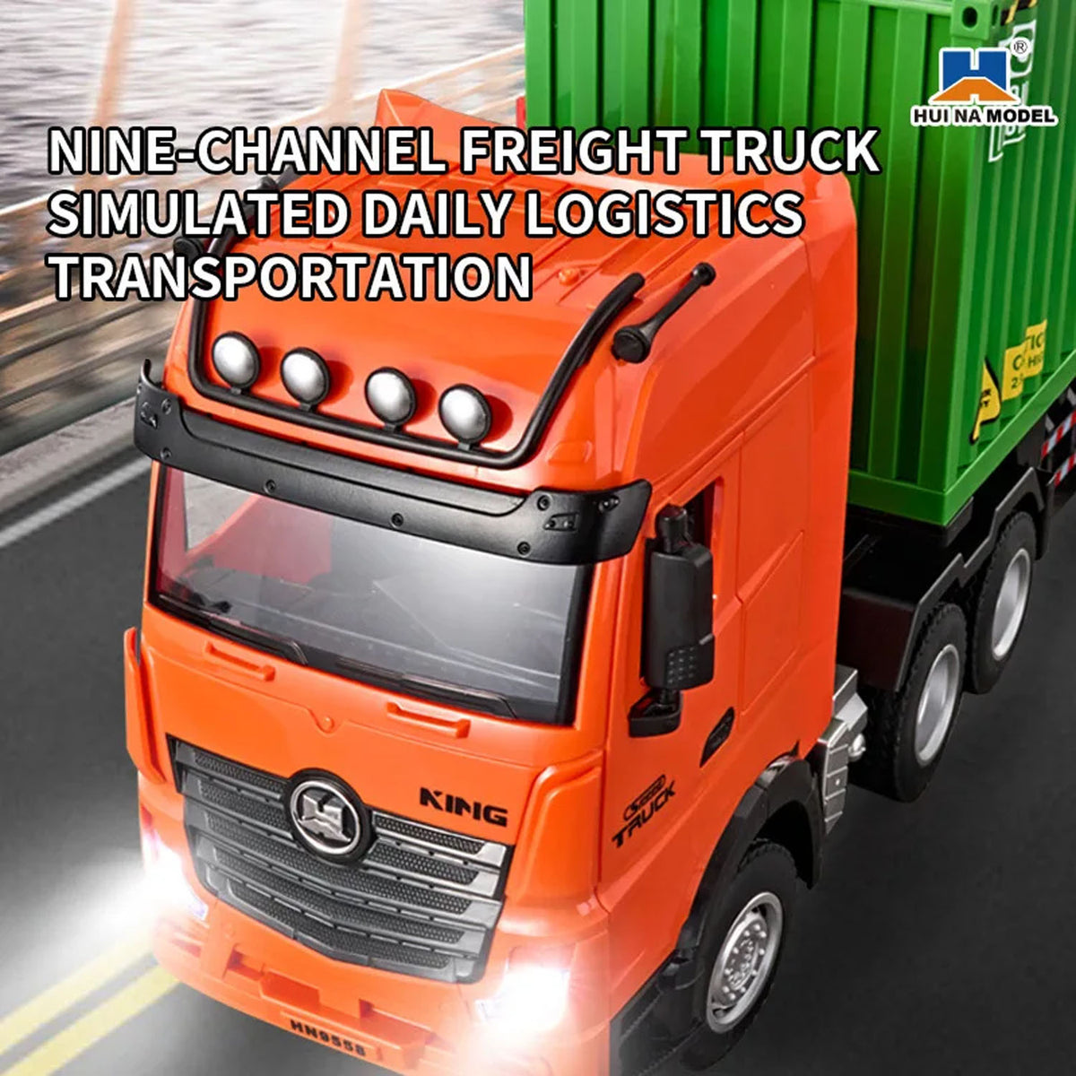 TOUCAN RC HOBBY Huina 1317 1/18 RC Tractor Car Container Trailer Truck 9CH Remote Control Cars Assembled and Painted 58*11*19cm