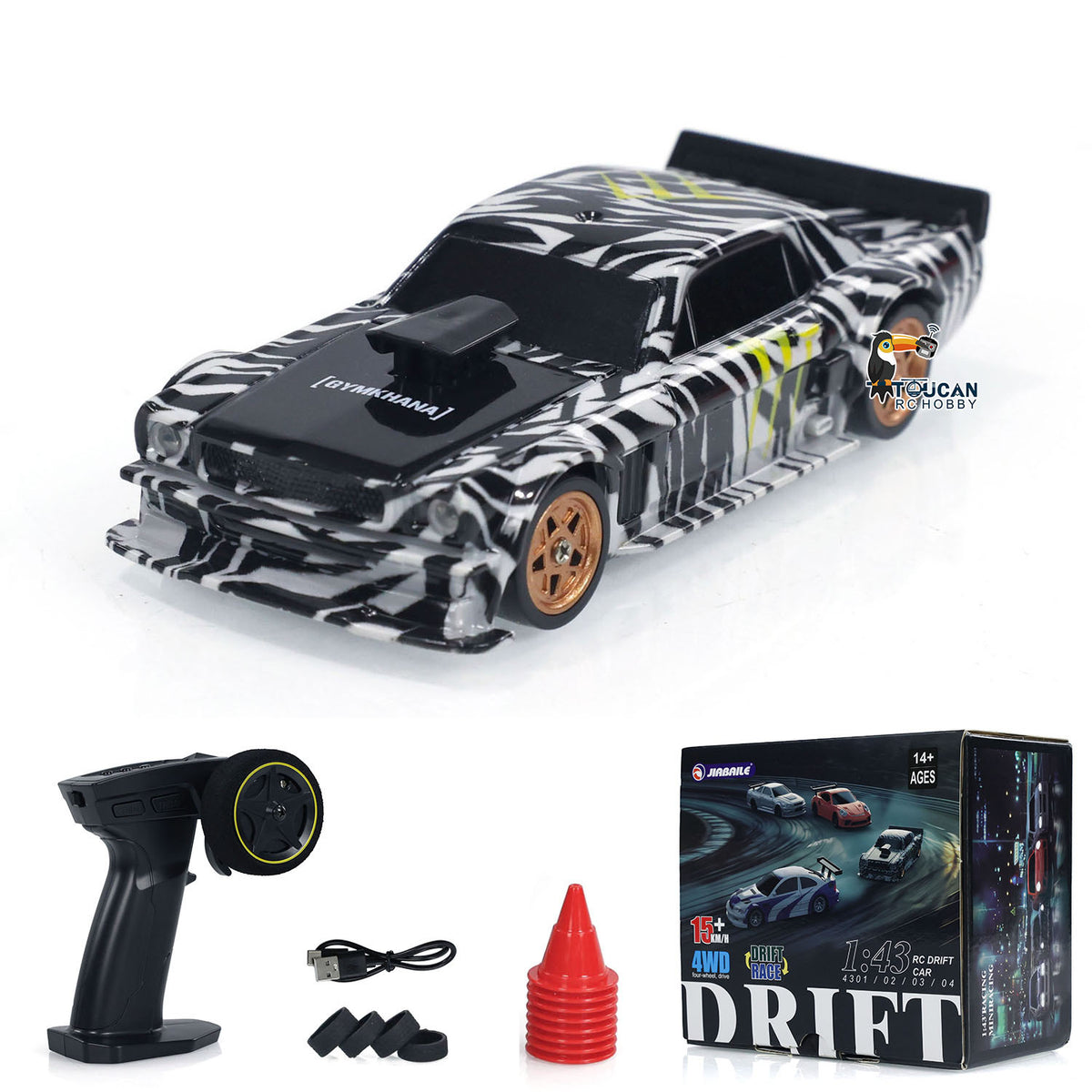 TOUCAN RC HOBBY JiaBaiLe US Stock 1/43 Radio Control Drift Car 4WD RC 2.4g Mini Race Car High Speed Model