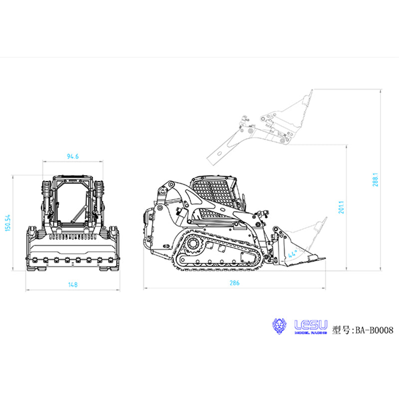 Lesu 1/14 Hydraulic RC Tracked Skid-Steer Loader Aoue LT5 