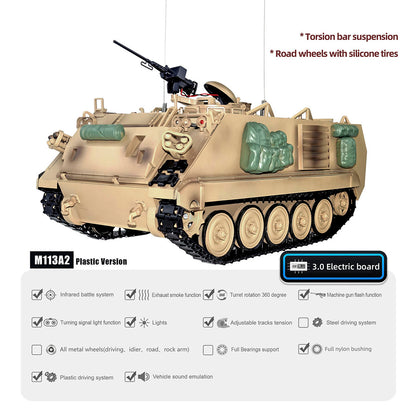 TOUCAN RC HOBBY Tongde 1/16 RC Military Tank M2412-C M113A2 APC Turret Rotation 360 Degree Infrared LED Light Sound Remote Control Electric