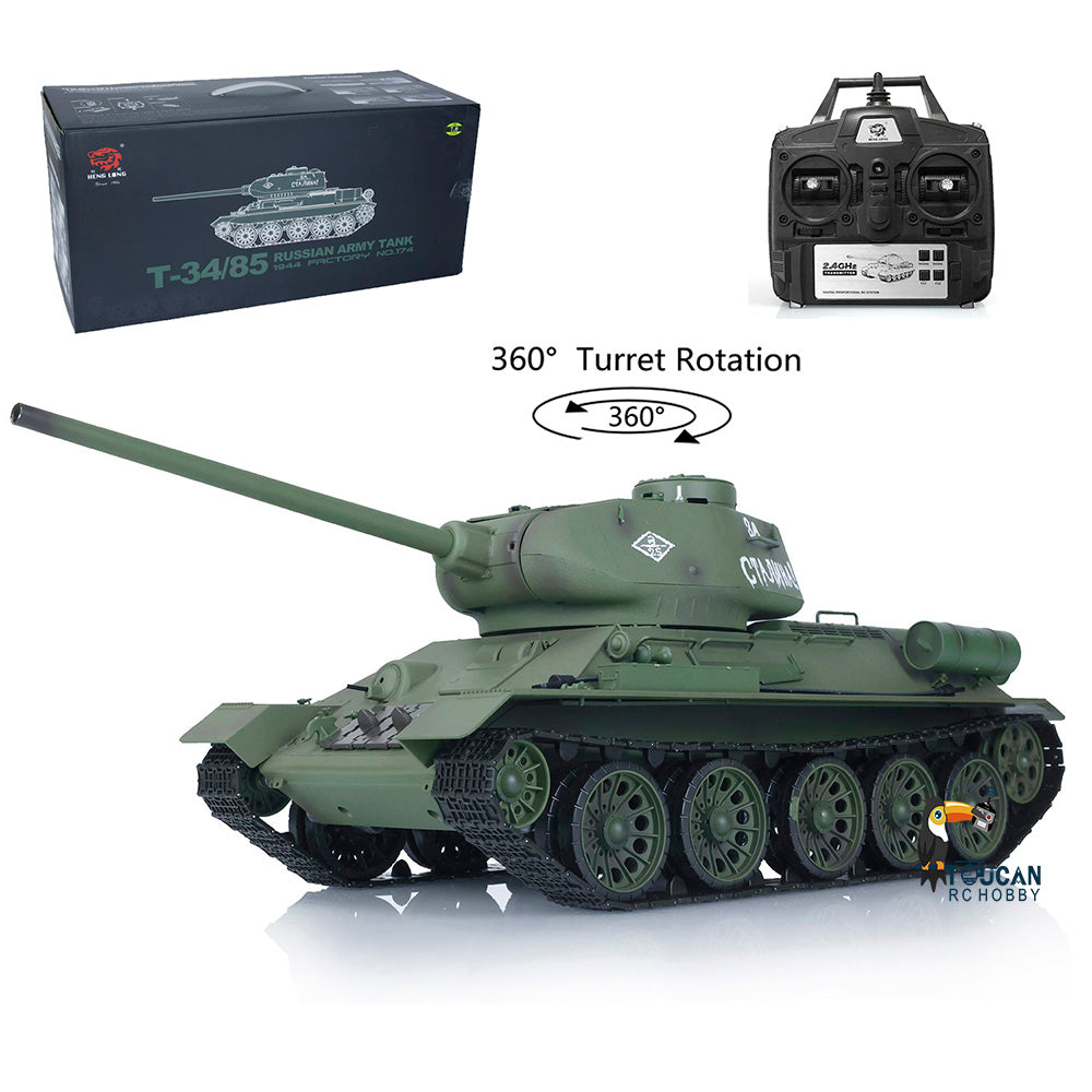 TOUCAN RC HOBBY Heng Long 1/16 2.4G TK7.0 Plastic 3909 Soviet Union T34/85 RTR RC Tank BB Infrared Combat 360 Degrees Turret Smoke Metal Barrel