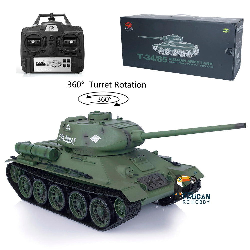 TOUCAN RC HOBBY Heng Long 1/16 2.4G TK7.0 Plastic 3909 Soviet Union T34/85 RTR RC Tank BB Infrared Combat 360 Degrees Turret Smoke Metal Barrel