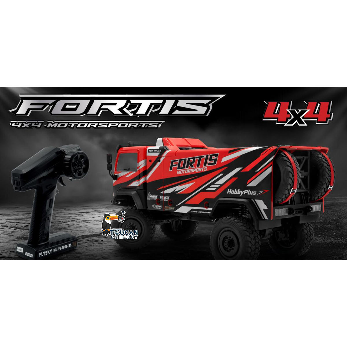TOUCAN RC HOBBY Hobby Plus 1/18 4*4 RC Off Road Vehicle Remote Control Desert Rally Car DKR-4 Fortis Hobbywing Brushless Motor Light Battery