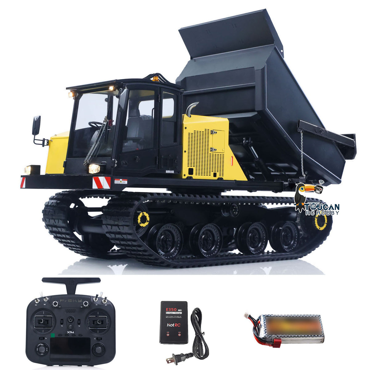 RC FROG 1/14 Metal Hydraulic Tracked Dump Truck T14R Black Panther
