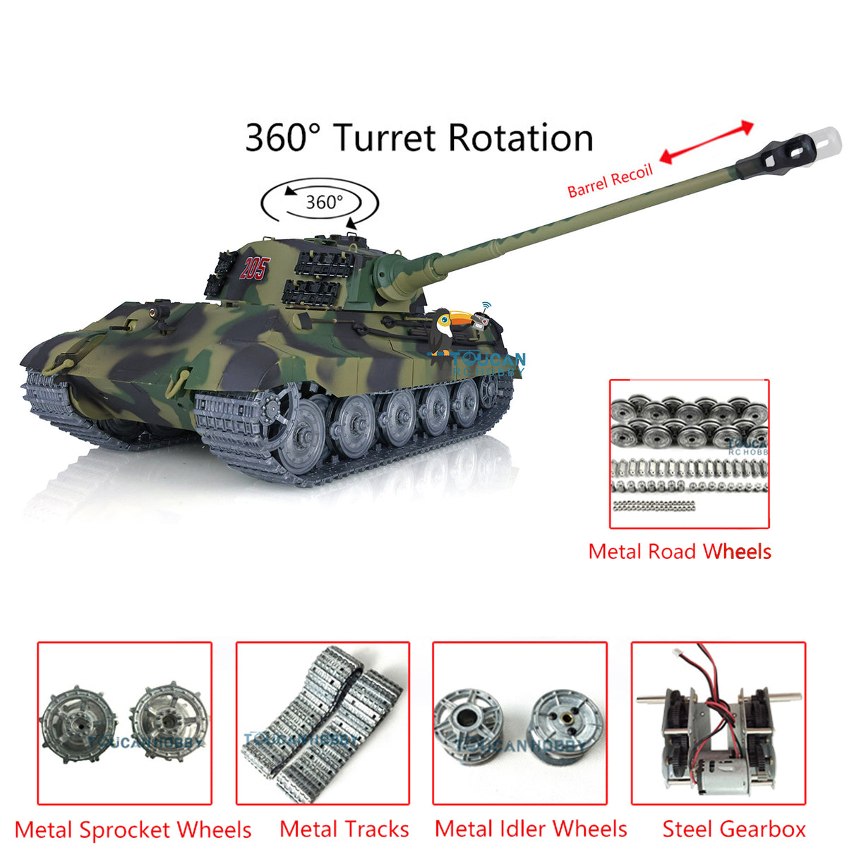 1/16 Metal Henglong RC Tank King Tiger 3888A