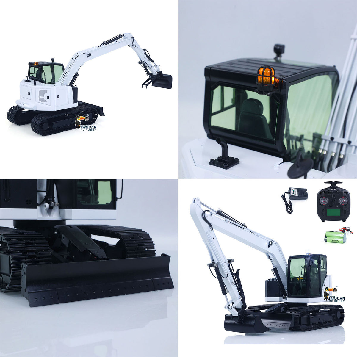 BMG C308 1/14 Metal RC Hydraulic Excavator RTR 4CH Valve Quick Coupler Thumb Grab Light System