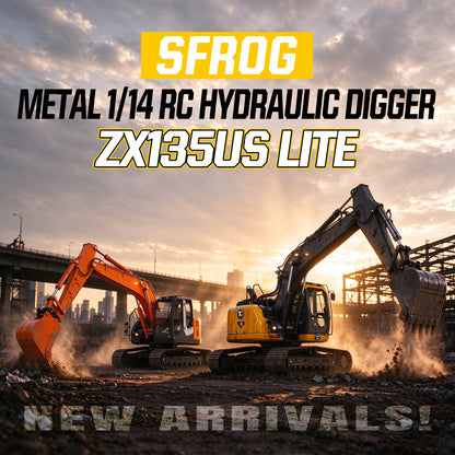 SFrog 1/14 Hydraulic RC Excavator ZX135US LITE - 95% Metal PNP RTR