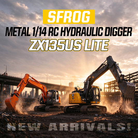 SFrog 1/14 Hydraulic RC Excavator ZX135US LITE - 95% Metal PNP RTR